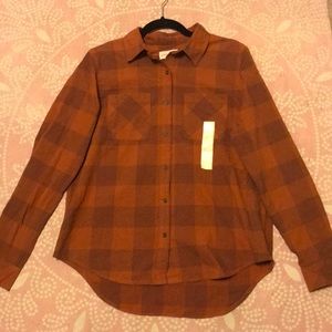 Orange flannel button down